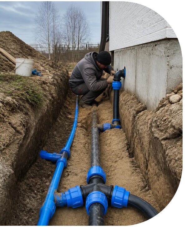 Монтаж наружного водопровода на участке под ключ в Боре